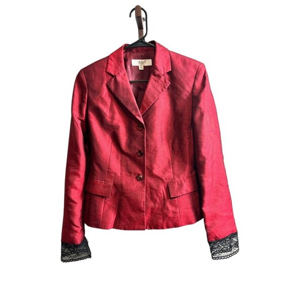 Le Suit Essentials Women's Metallic Burgundy Casual Blazer - Picture 1 of 8